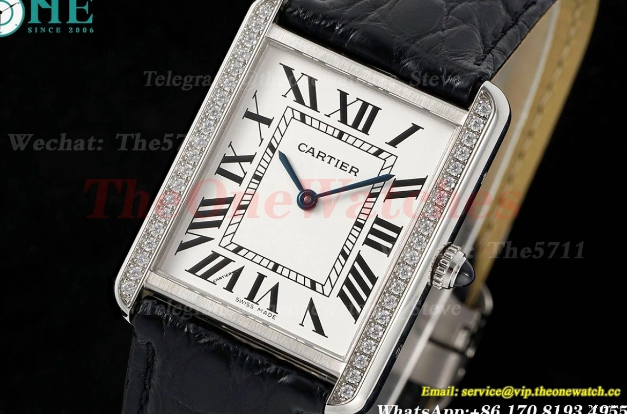 SS Dia White Solo Quartz AF LE 27.4mm Tank Dial 0411